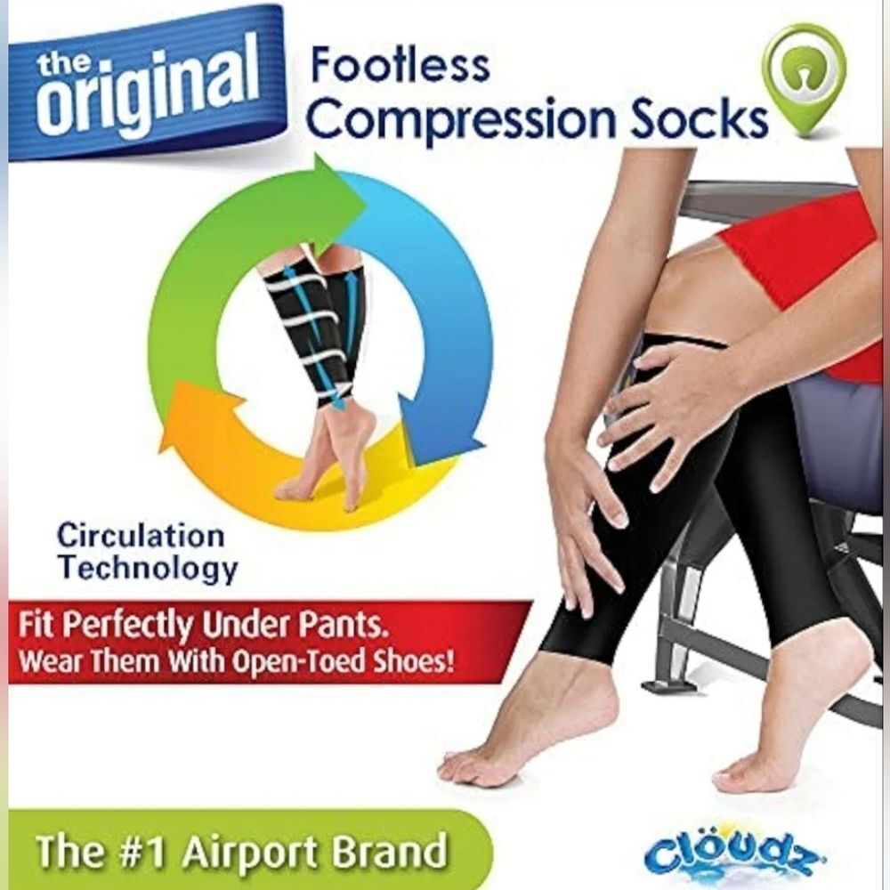 🔹️NWT Cloudz Black Unisex Footless Compression Socks Small/Medium